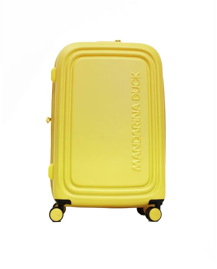 Mandarina Duck Logoduck+ Trolley Medio Rigido Espandibile - Valigia 4 Ruote in Policarbonato Giallo