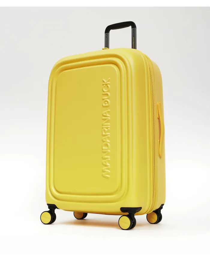 Mandarina Duck Logoduck+ Trolley Medio Rigido Espandibile - Valigia 4 Ruote in Policarbonato Giallo