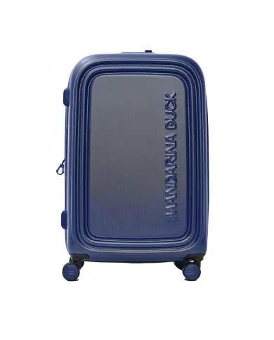 Mandarina Duck Logoduck+ Trolley Medio Rigido Espandibile - Valigia 4 Ruote in Policarbonato Blu
