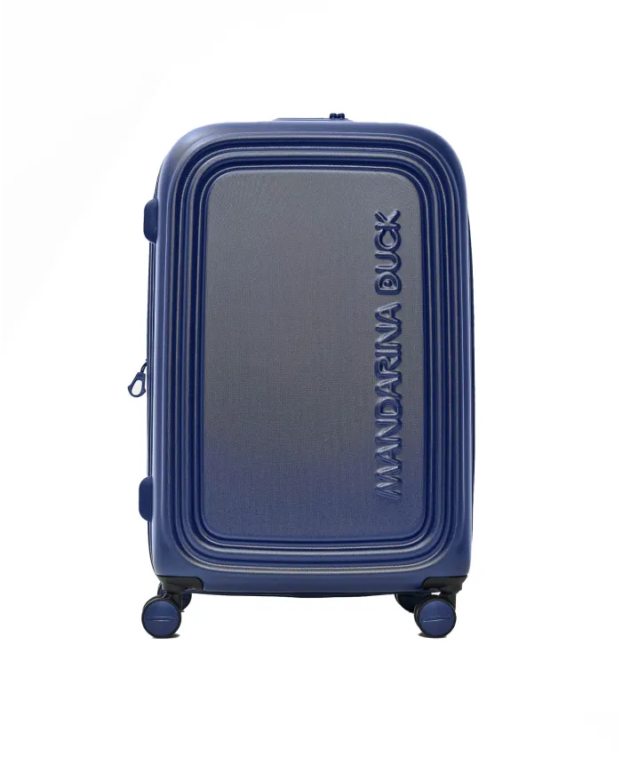 Mandarina Duck Logoduck+ Trolley Medio Rigido Espandibile - Valigia 4 Ruote in Policarbonato Blu
