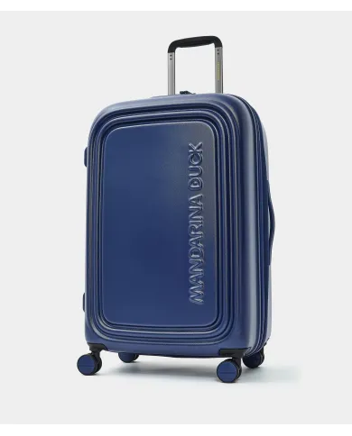 Mandarina Duck Logoduck+ Trolley Medio Rigido Espandibile - Valigia 4 Ruote in Policarbonato Blu