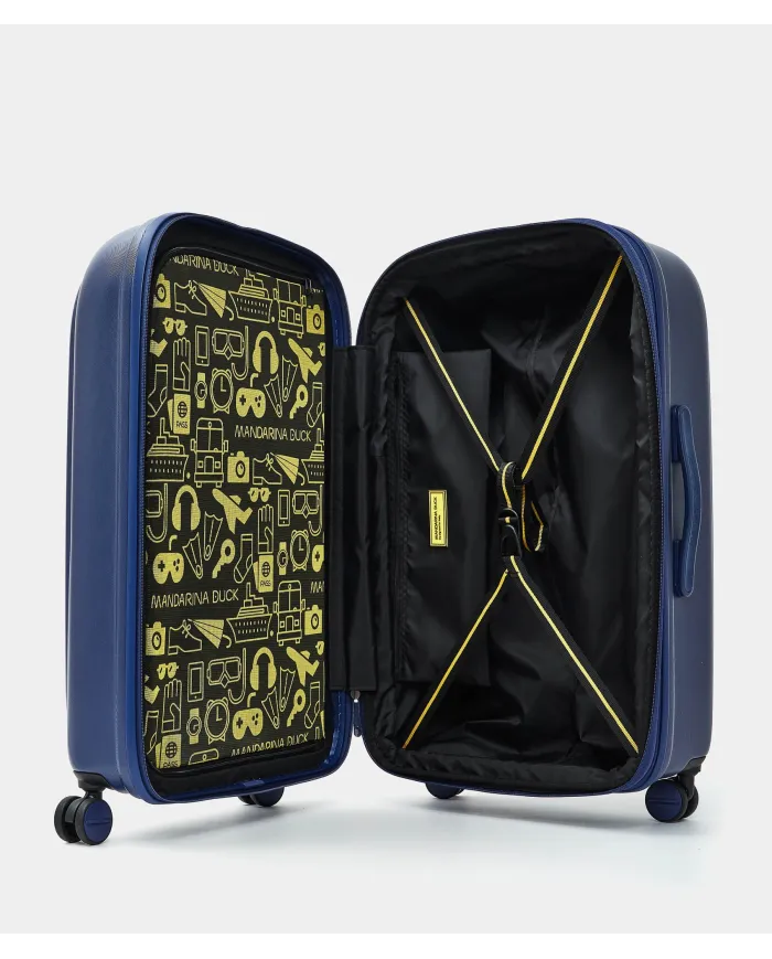 Mandarina Duck Logoduck+ Trolley Medio Rigido Espandibile - Valigia 4 Ruote in Policarbonato Blu