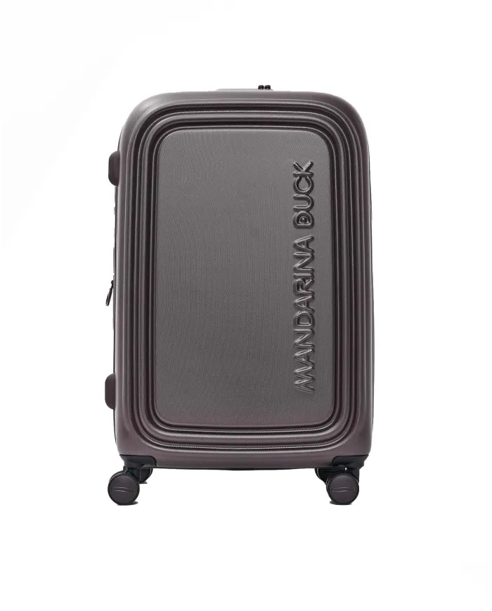 Mandarina Duck Logoduck+ Trolley Medio Rigido Espandibile - Valigia 4 Ruote in Policarbonato Marrone