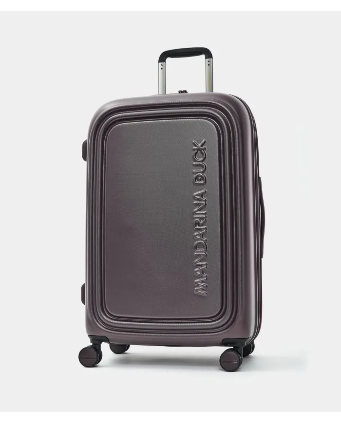 Mandarina Duck Logoduck+ Trolley Medio Rigido Espandibile - Valigia 4 Ruote in Policarbonato Marrone
