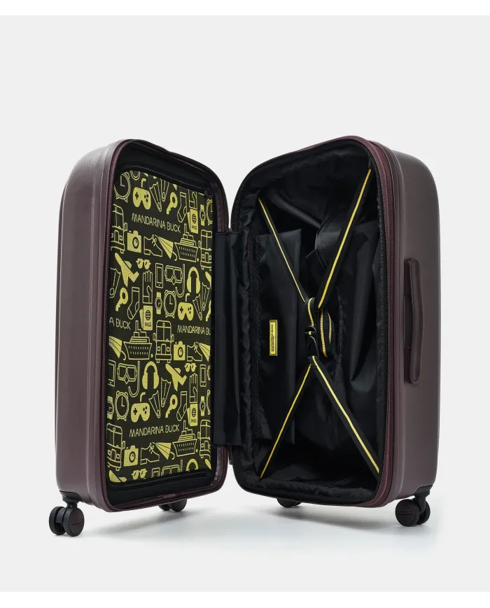Mandarina Duck Logoduck+ Trolley Medio Rigido Espandibile - Valigia 4 Ruote in Policarbonato Marrone