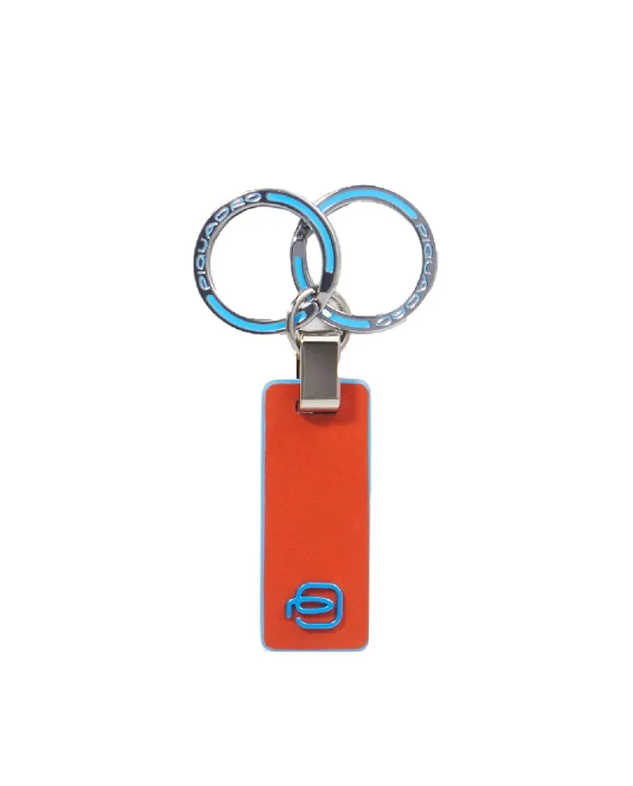 Piquadro Porta chiavi Blue square. Cuoio