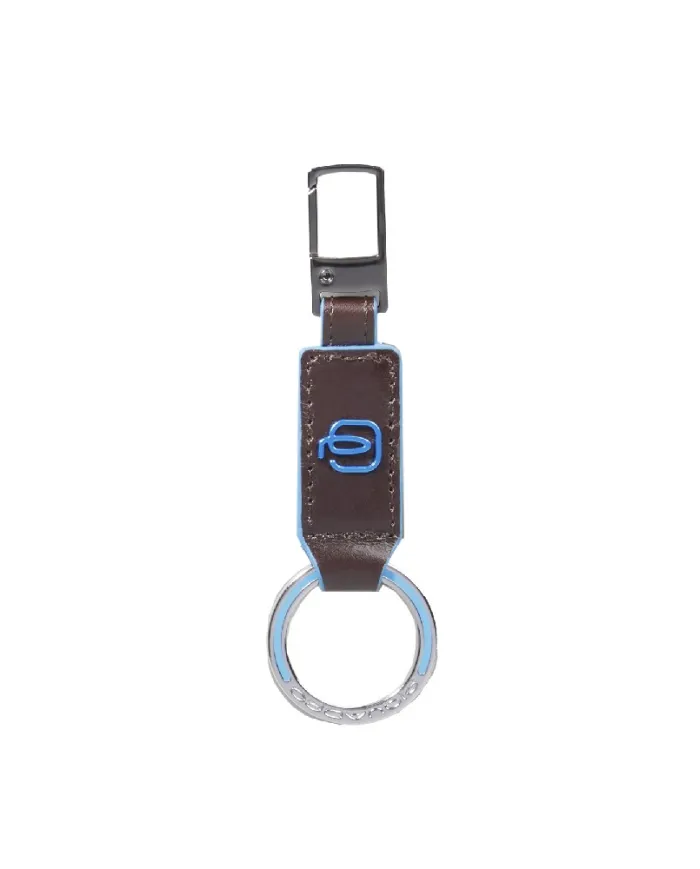 Piquadro Porta chiavi Blue square. Mogano