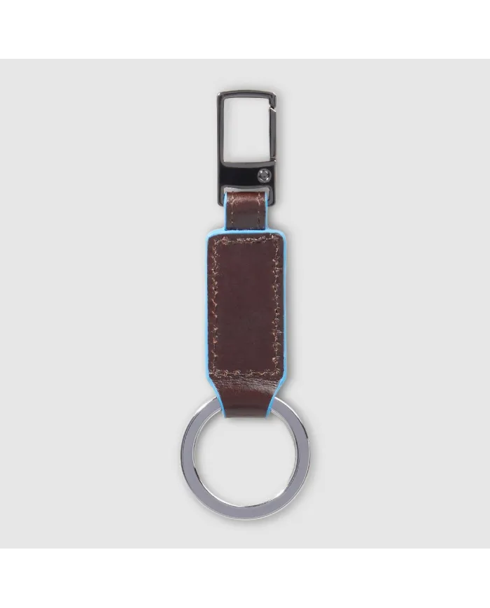 Piquadro Porta chiavi Blue square. Mogano
