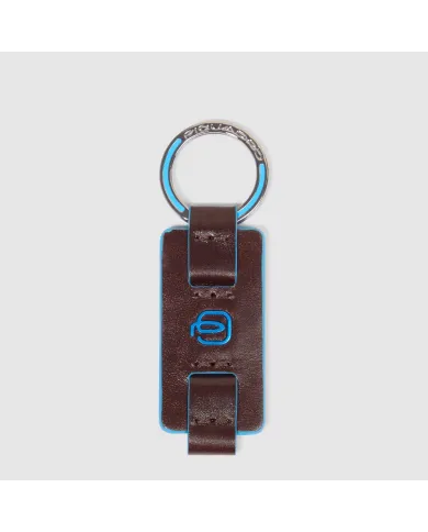 Piquadro Porta chiavi Blue square. Mogano