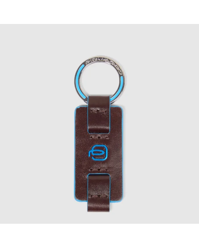 Piquadro Porta chiavi Blue square. Mogano