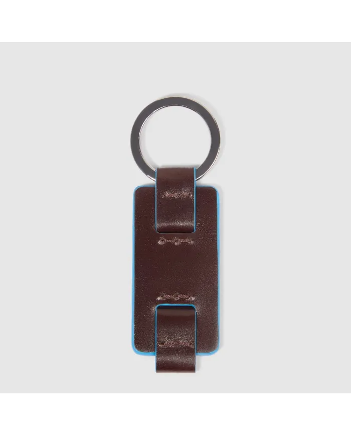 Piquadro Porta chiavi Blue square. Mogano