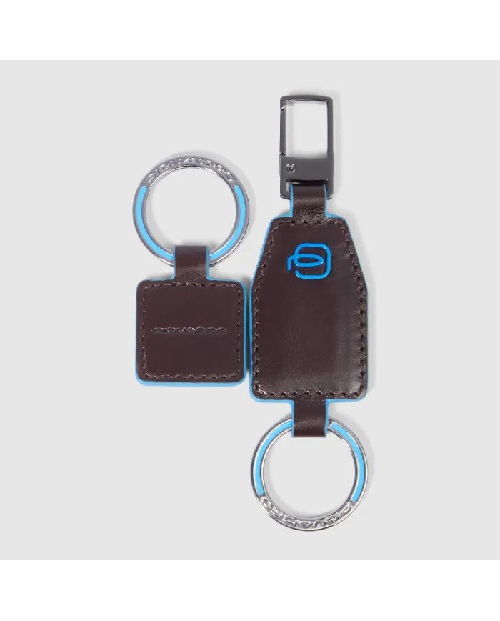 Piquadro Porta chiavi divisibile Blue square. Mogano