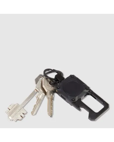 Piquadro Porta chiavi in metallo con tracker Nero