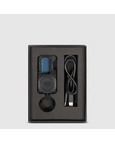 Piquadro Porta chiavi in metallo con tracker Nero