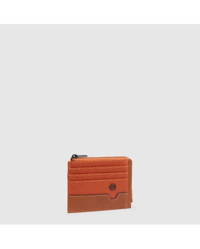 Piquadro Porta carte di credito tessuto Marcel Arancio/Cuoio