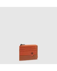 Piquadro Porta carte di credito tessuto Marcel Arancio/Cuoio