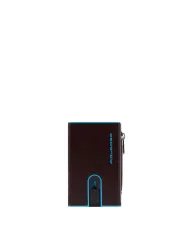 Piquadro Compact wallet con tasca monete Blue square Mogano