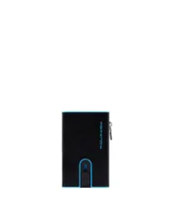 Piquadro Compact wallet con tasca monete Blue square Nero