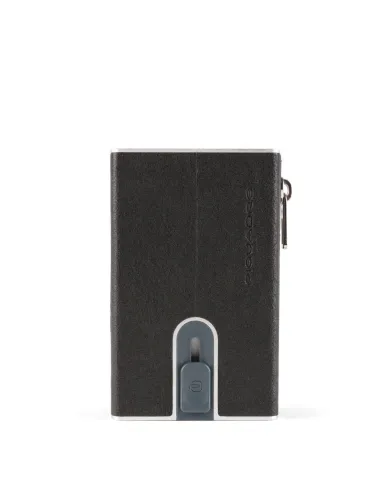 Piquadro Compact wallet con tasca monete Black square Nero