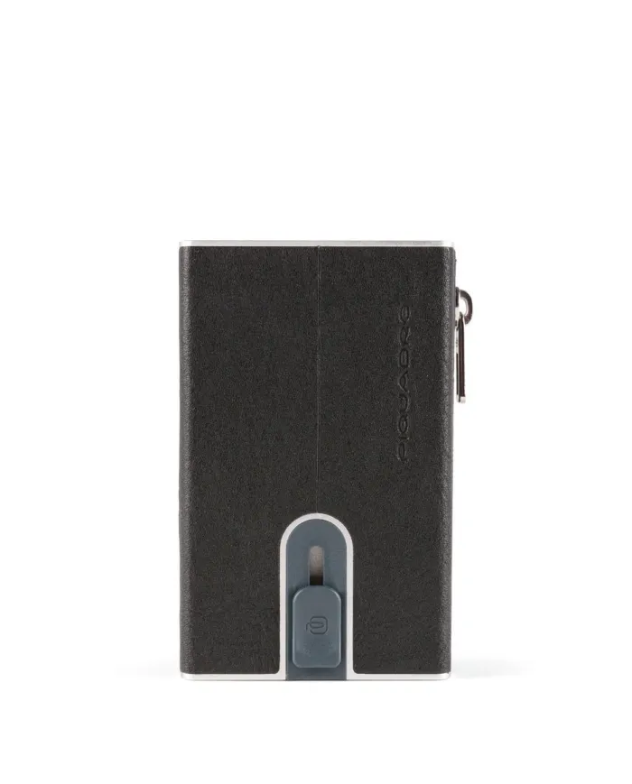 Piquadro Compact wallet con tasca monete Black square Nero