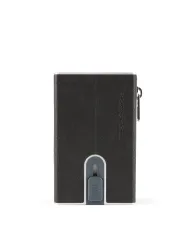 Piquadro Compact wallet con tasca monete Black square Nero