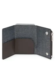 Piquadro Compact wallet con tasca monete Black square Testa moro