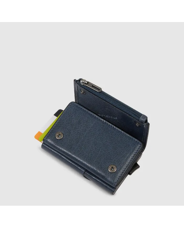 Piquadro Compact wallet con tasca monete Solm Blu