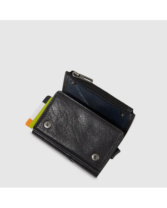 Piquadro Compact wallet con tasca monete Solm Nero