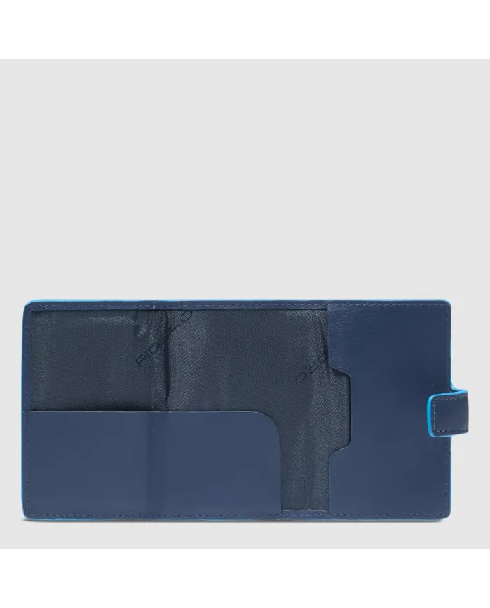 Piquadro Porta carte di credito con tasca banconote Atlas Blu