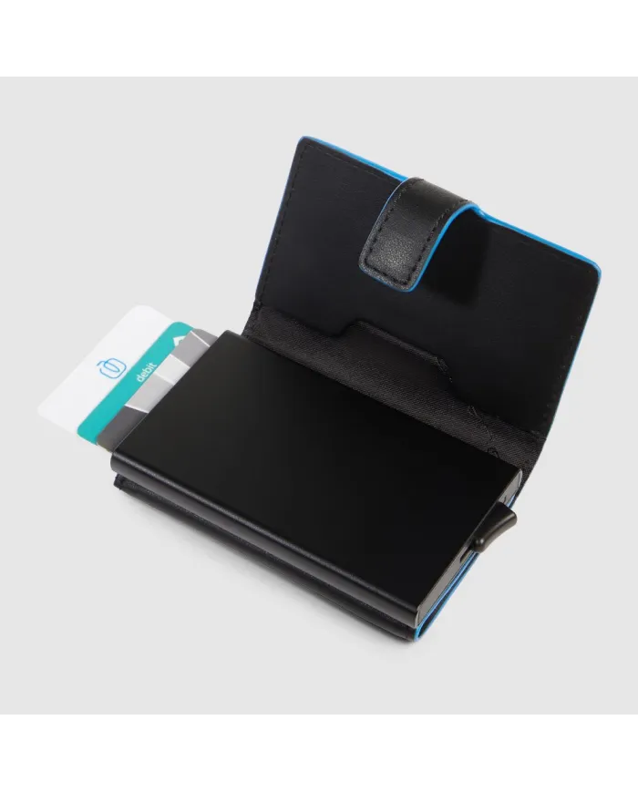 Piquadro Porta carte di credito con tasca banconote Atlas Nero