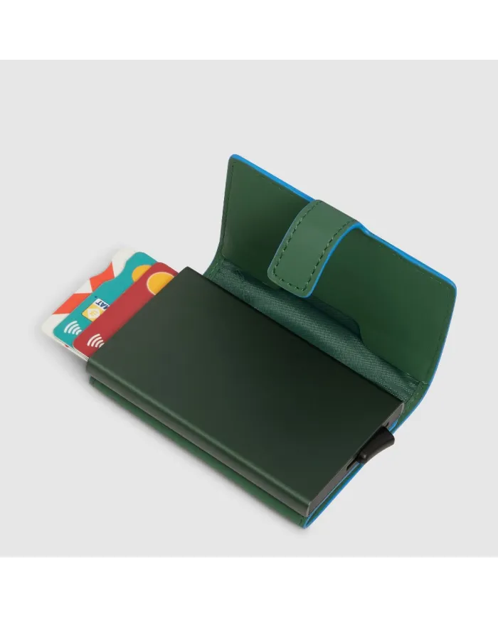 Piquadro Porta carte di credito con tasca banconote Atlas Verde