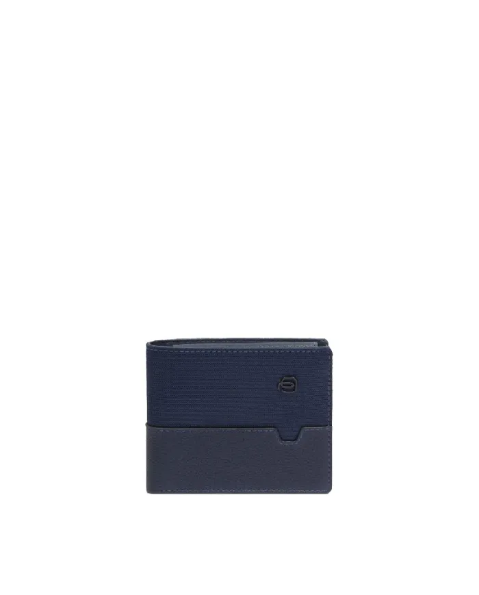 Piquadro Portafoglio piccolo tessuto pelle Marcel Blu