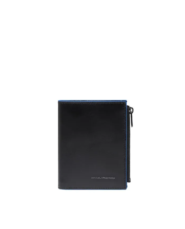 Piquadro Portafoglio verticale piccolo Blue square Nero