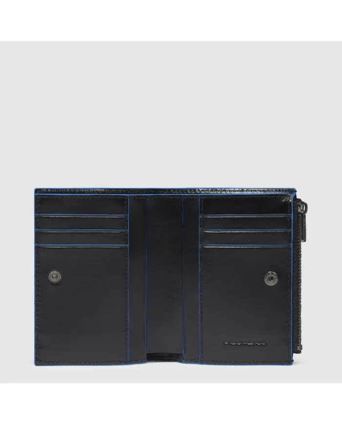 Piquadro Portafoglio verticale piccolo Blue square Nero