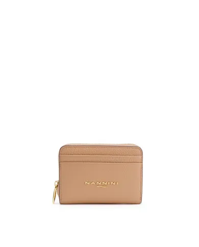 Nannini Porta carte di credito donna in pelle con chiusura zip Wallis Cammello