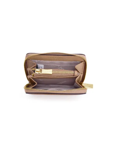 Nannini Porta carte di credito donna in pelle con chiusura zip Wallis Cammello