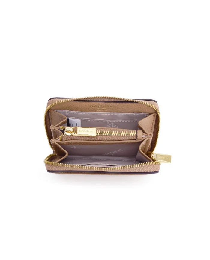Nannini Porta carte di credito donna in pelle con chiusura zip Wallis Cammello