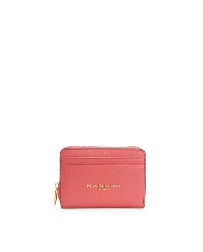 Nannini Porta carte di credito donna in pelle con chiusura zip Wallis Rosso Geranio