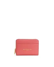 Nannini Porta carte di credito donna in pelle con chiusura zip Wallis Rosso Geranio