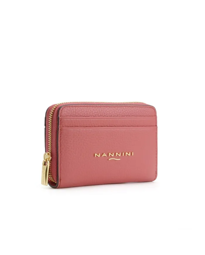 Nannini Porta carte di credito donna in pelle con chiusura zip Wallis Rosso Geranio