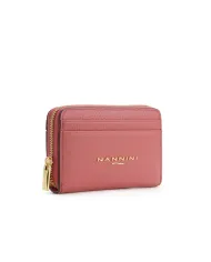 Nannini Porta carte di credito donna in pelle con chiusura zip Wallis Rosso Geranio