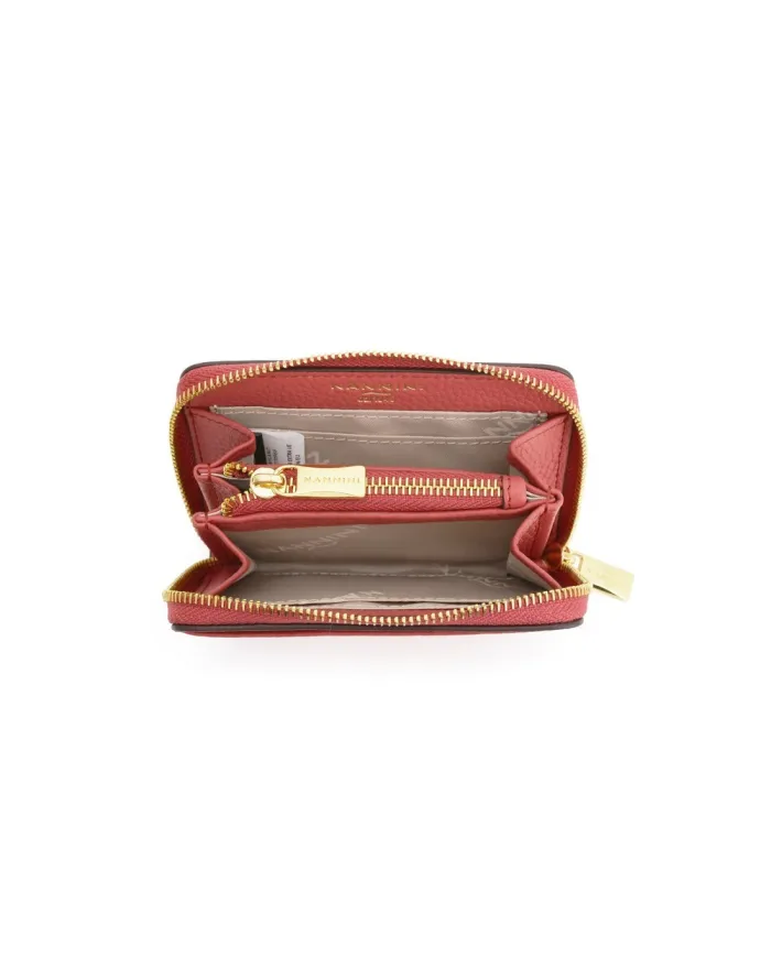 Nannini Porta carte di credito donna in pelle con chiusura zip Wallis Rosso Geranio