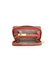 Nannini Porta carte di credito donna in pelle con chiusura zip Wallis Rosso Geranio