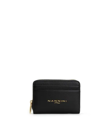 Nannini Porta carte di credito donna in pelle con chiusura zip Wallis Nero
