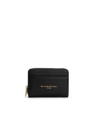 Nannini Porta carte di credito donna in pelle con chiusura zip Wallis Nero