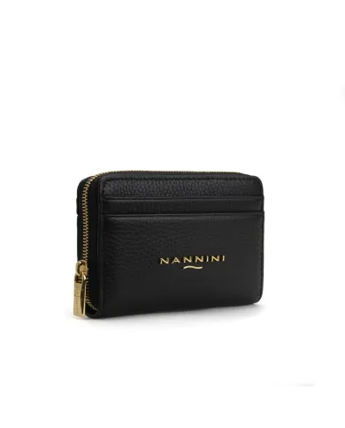 Nannini Porta carte di credito donna in pelle con chiusura zip Wallis Nero