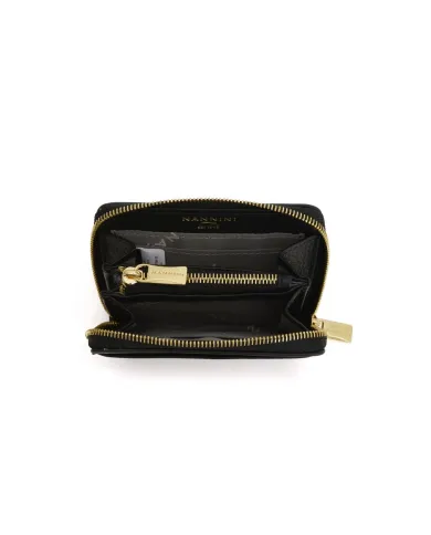 Nannini Porta carte di credito donna in pelle con chiusura zip Wallis Nero