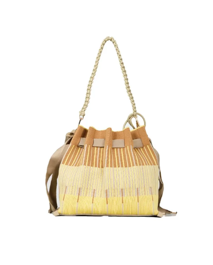 FRI-YAY Borsa plisse Sara Cuoio/Multicolor
