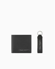 Armani Exchange Cofanetto regalo portafoglio e portachiavi Nero