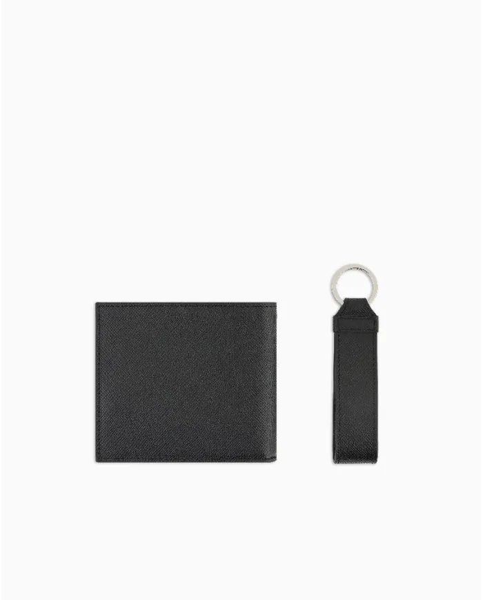 Armani Exchange Cofanetto regalo portafoglio e portachiavi Nero